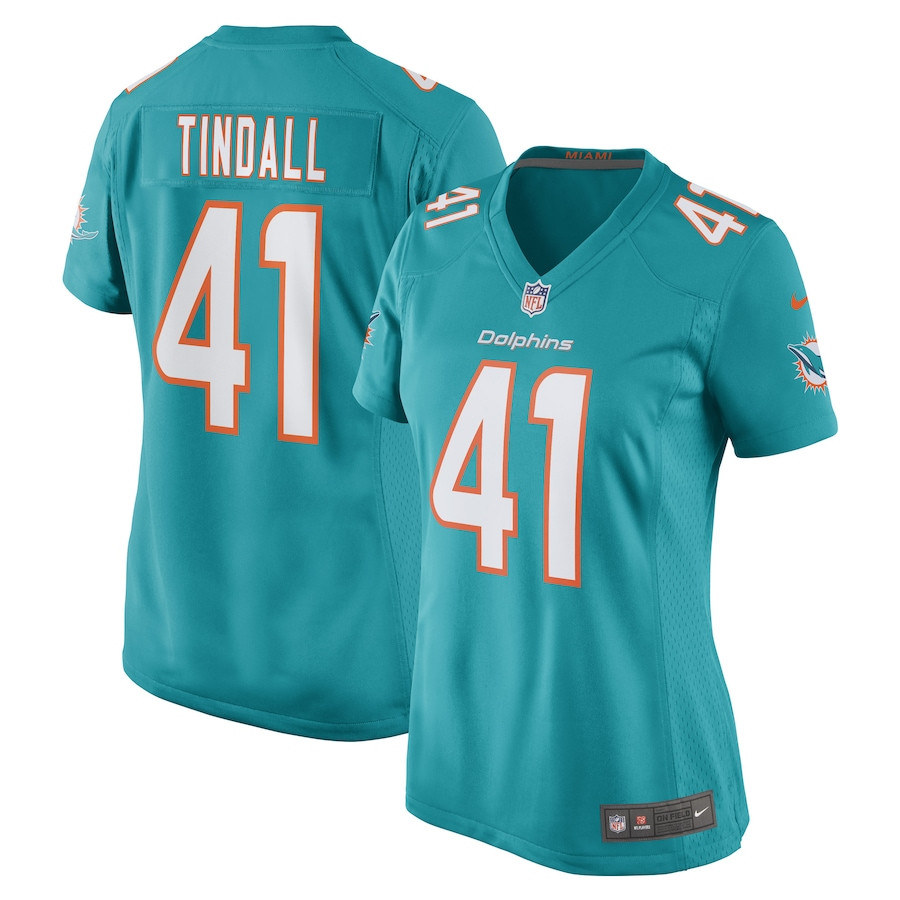 Channing Tindall 41 Miami Dolphins Game Aqua NFL Jersey Women's