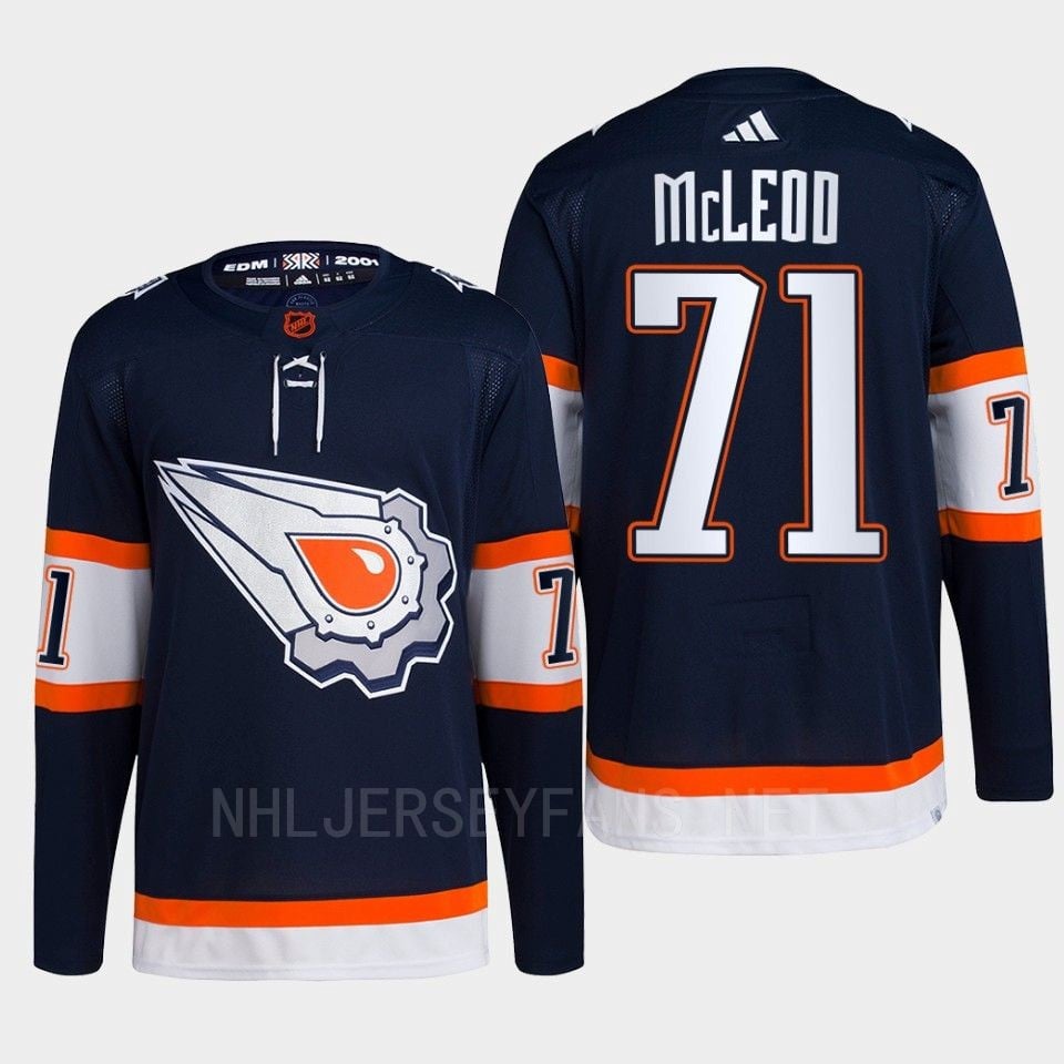 Edmonton Oilers Ryan McLeod 71 Navy Primegreen Reverse Retro 2.0 2022 NHL Jersey Men's