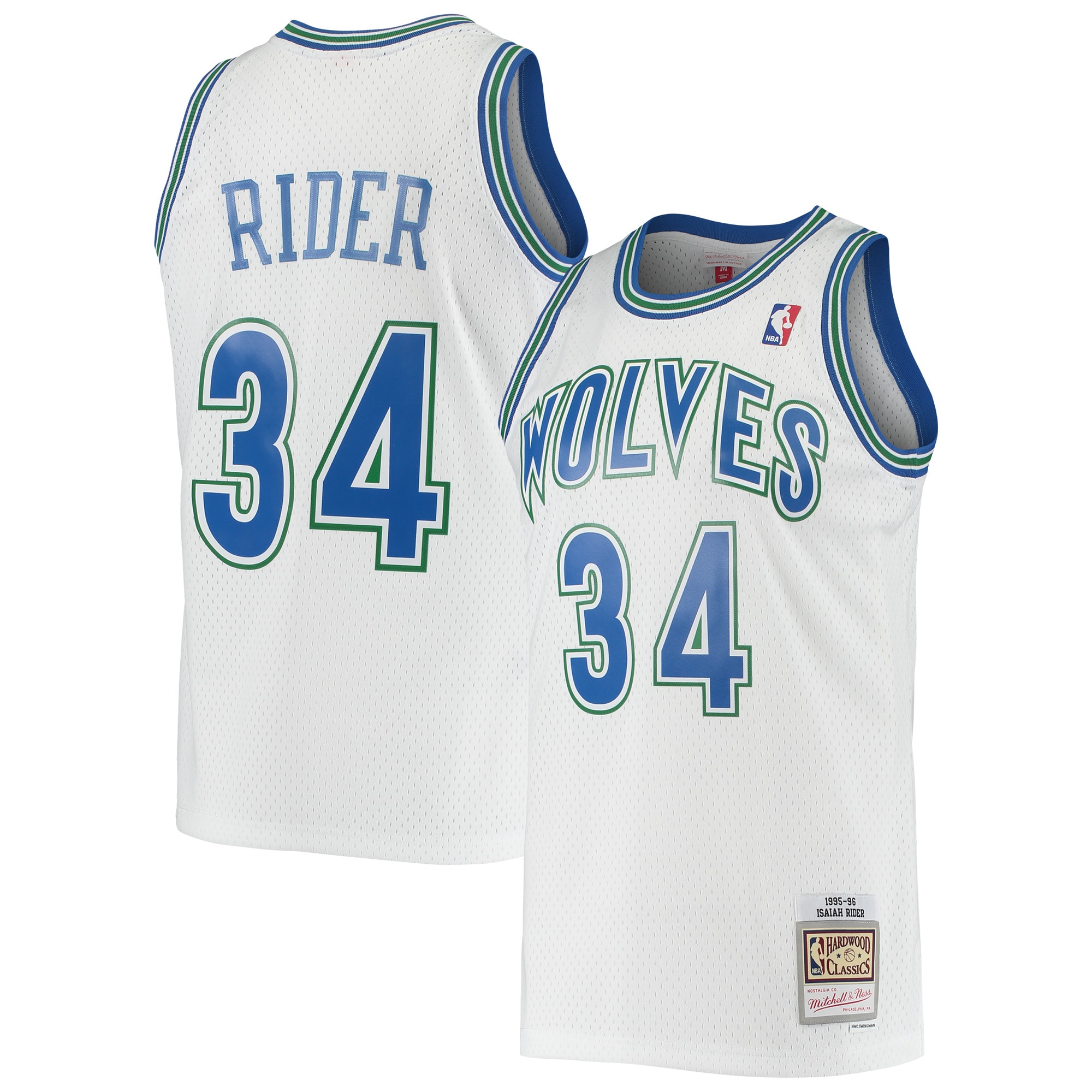 Mitchell Ness Isaiah Ride White Minnesota Timberwolves 1995-96 Hardwood Classics Swingman NBA Jersey Men's