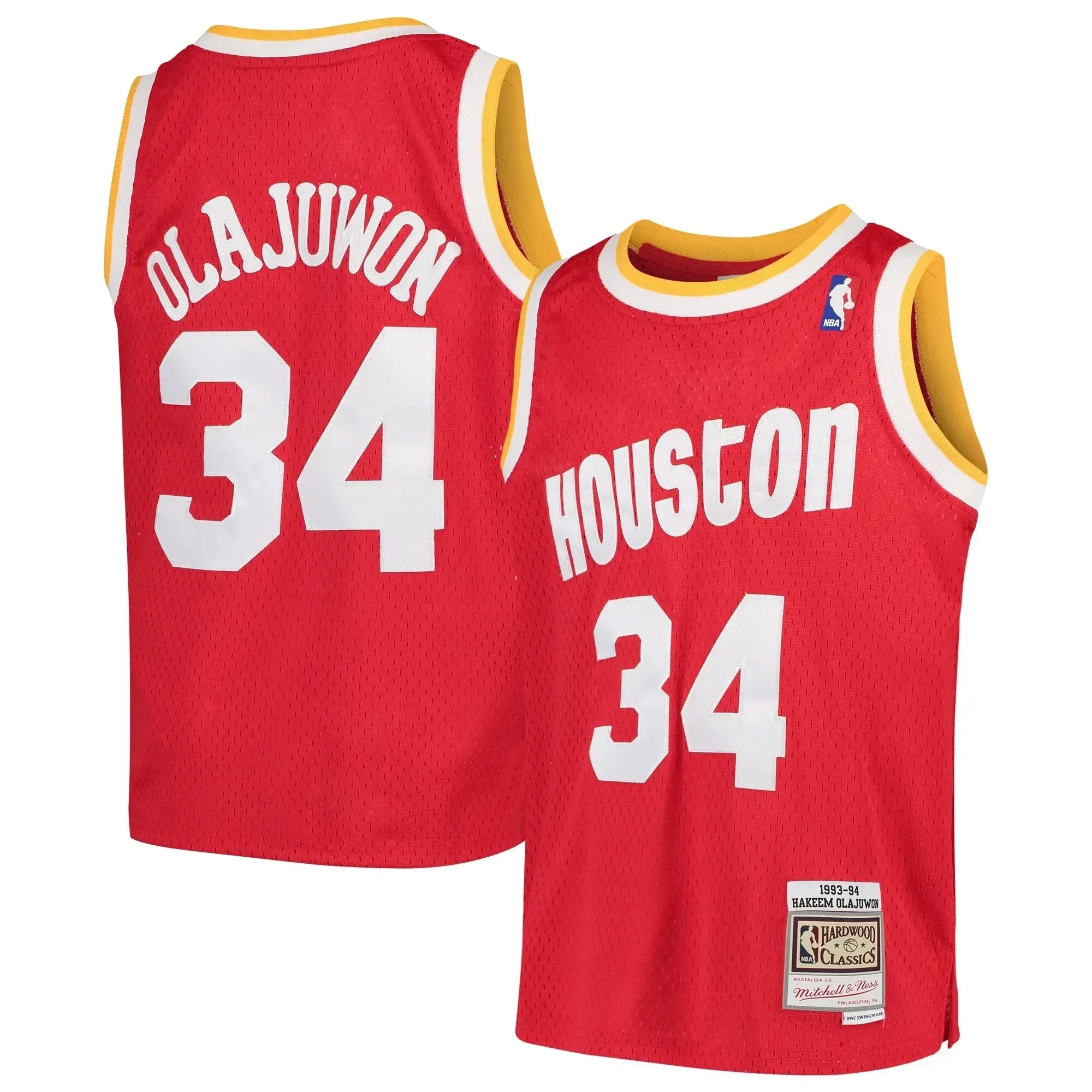 Hakeem Olajuwon Houston Rockets Mitchell&Nes Swingman Throwback Red NBA Jersey Youth