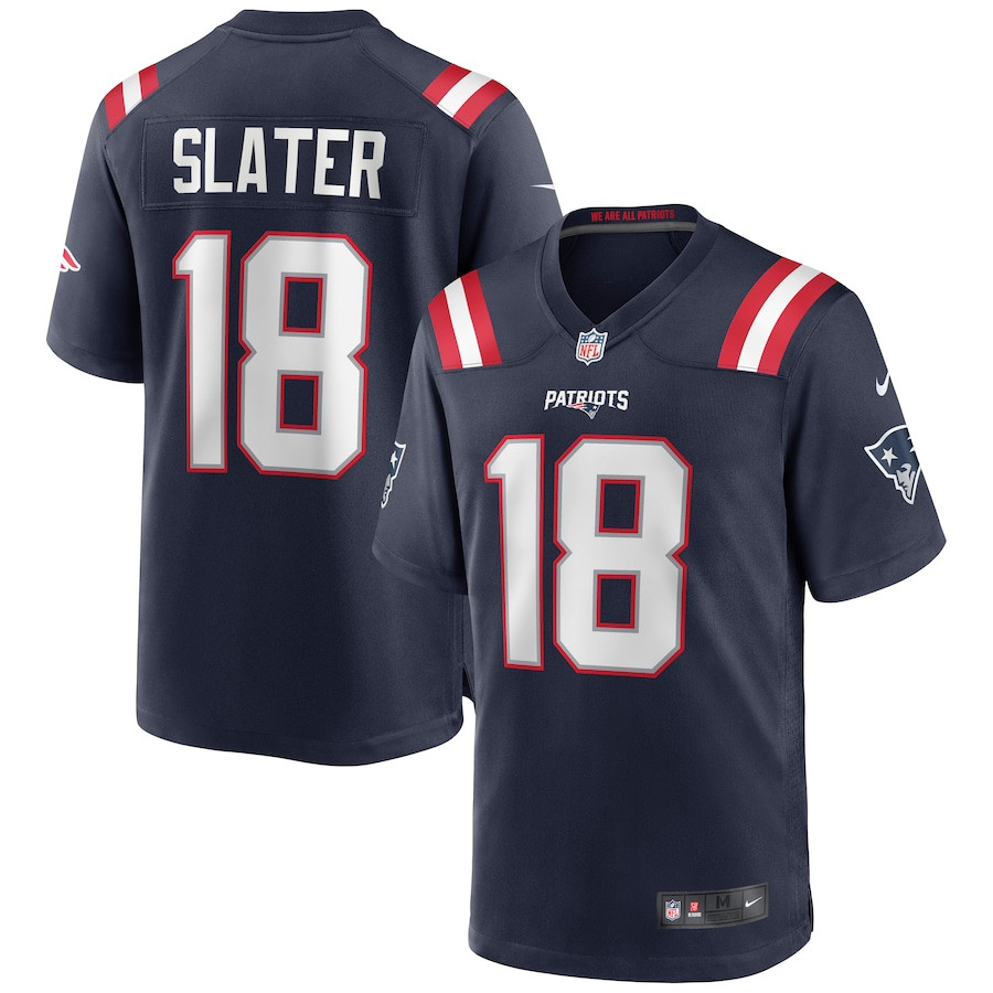 Matthew Slater 18 New England Patriots Game Navy NFL Jersey Men's