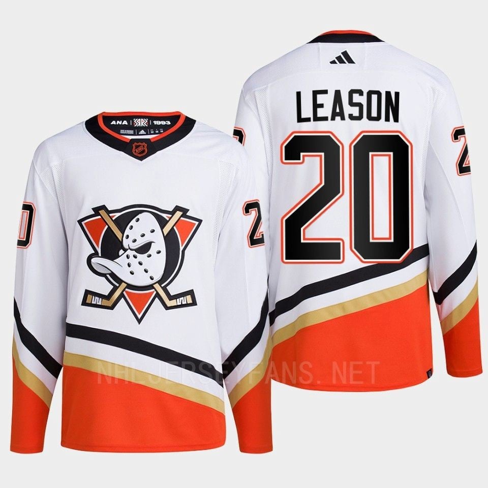 Anaheim Ducks 2022 Reverse Retro 2.0 Brett Leason 20 White Primegreen NHL Jersey Men's