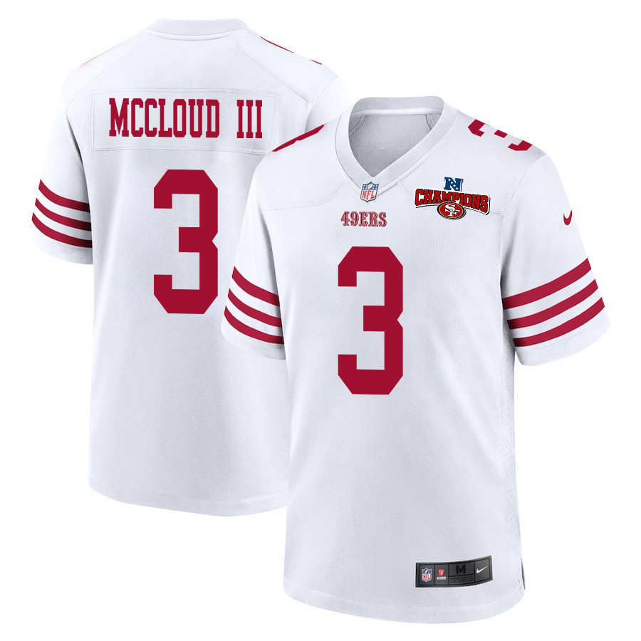 Ray-Ray McCloud III 3 San Francisco 49ers NFC Champions Patch Game White NFL Jersey Men's
