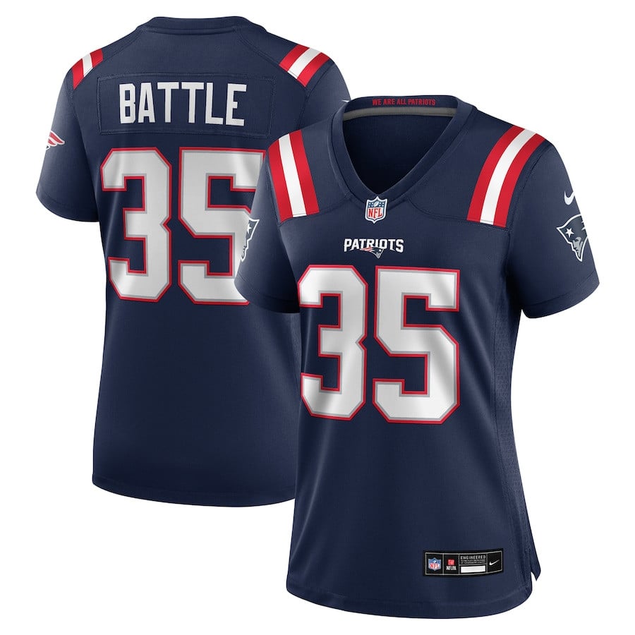 Miles Battle 35 New England Patriots Game Navy NFL Jersey Women's