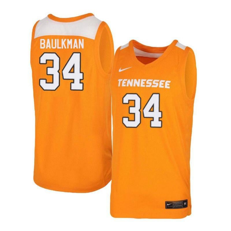 34 Devon Baulkman Orang White Elite Tennessee Volunteers NCAA Jersey Men's