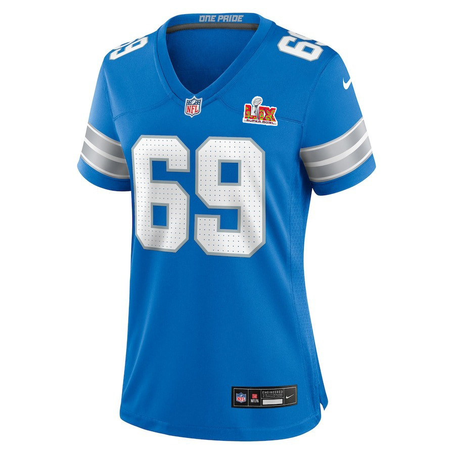 Al-Quadin Muhammad #69 Detroit Lions Super Bowl LIX Blue NFL Jersey Women's