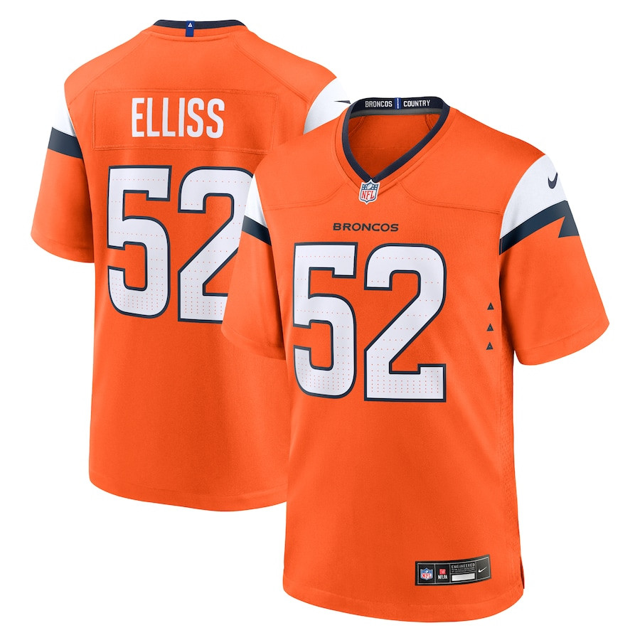 Jonah Elliss 52 Denver Broncos Team Game Orange NFL Jersey Men's