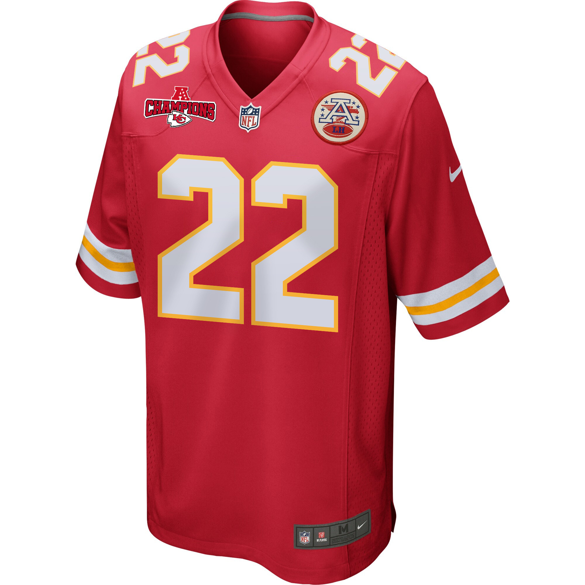 Trent McDuffie 22 Kansas City Chiefs AFC Champions Patch Game Red NFL Jersey Men's