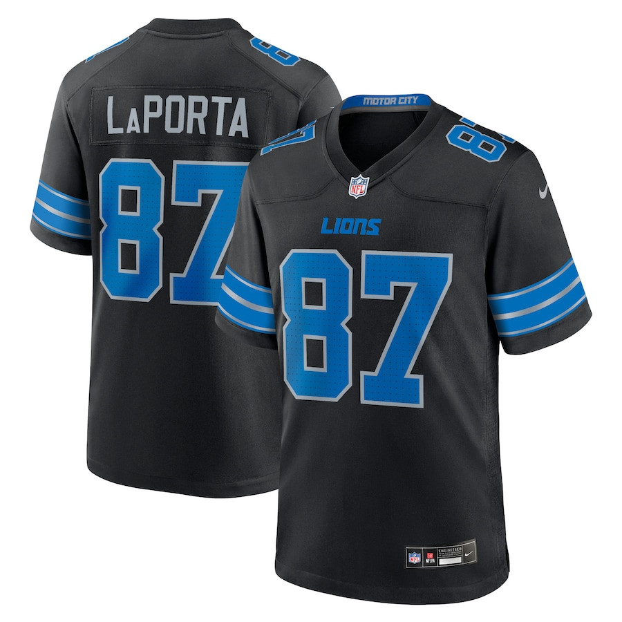 Sam LaPorta 87 Detroit Lions 2nd Alternate Game Black NFL Jersey Men's