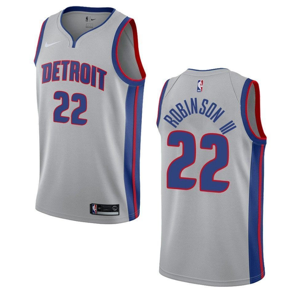 Detroit Pistons 22 Glenn Robinson Iii Statement Swingman Gray NBA Jersey Men's