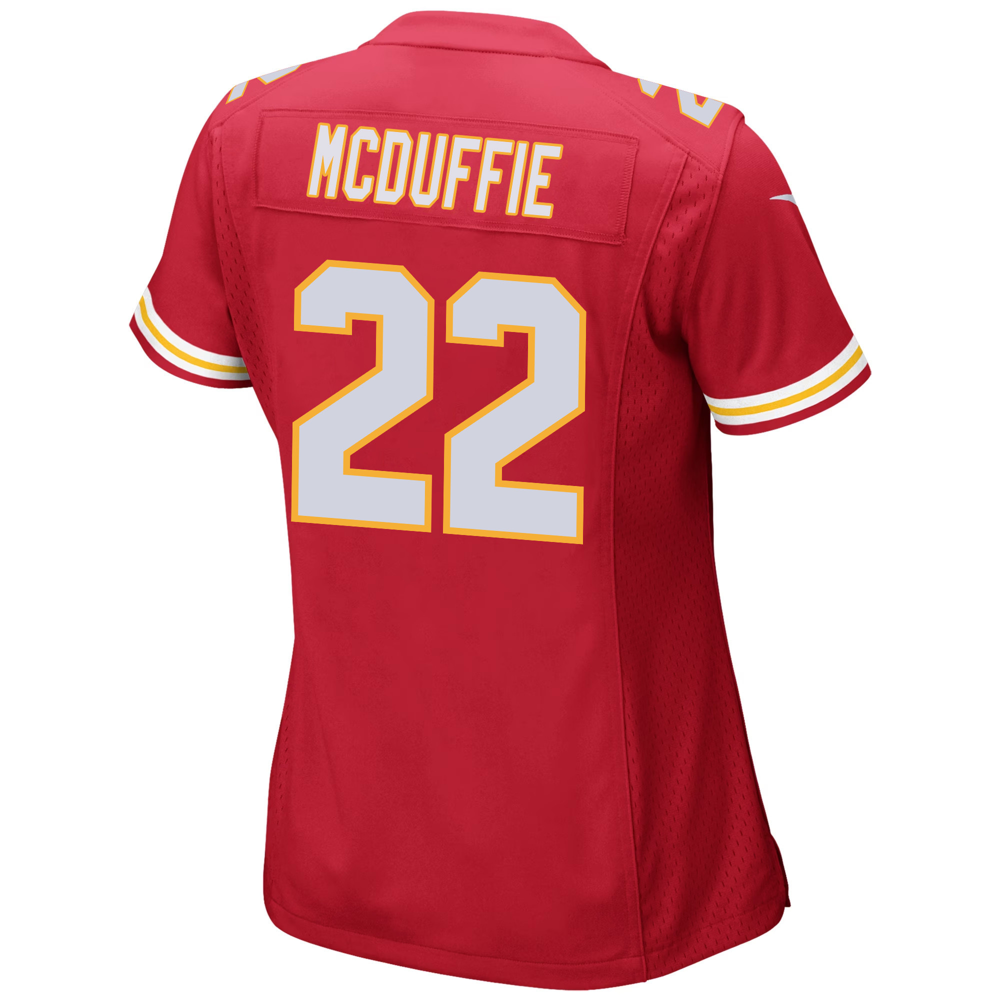 Trent McDuffie 22 Kansas City Chiefs Super Bowl LVIII Champions 4 Stars Patch Game Red NFL Jersey Women's