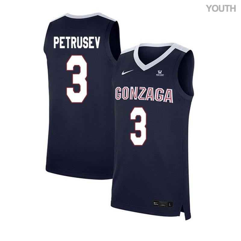 3 Filip Petrusev Navy Elite Gonzaga Bulldogs NCAA Jersey Youth