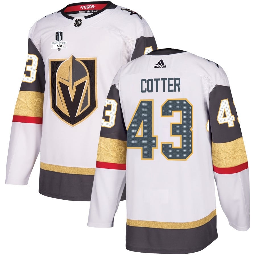 Paul Cotter 43 Vegas Golden Knights Stanley Cup 2023 Final Patch Away Breakaway White NHL Jersey Men's