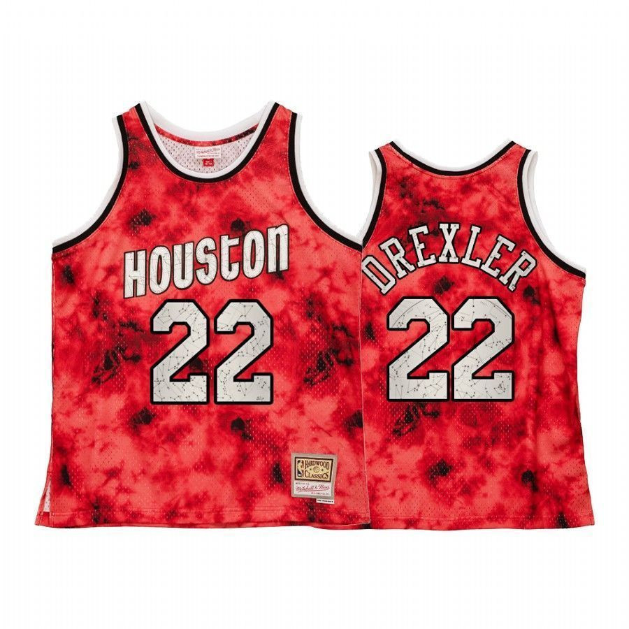Houston Rockets Clyde Drexler Galaxy Constellation Red Throwback NBA Jersey Men's