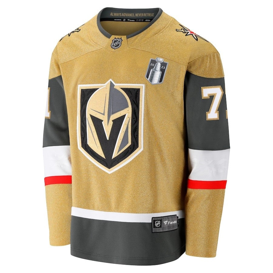 William Karlsson 71 Vegas Golden Knights 2023 Stanley Cup Final Home Breakaway Player Gold NHL Jersey Men's