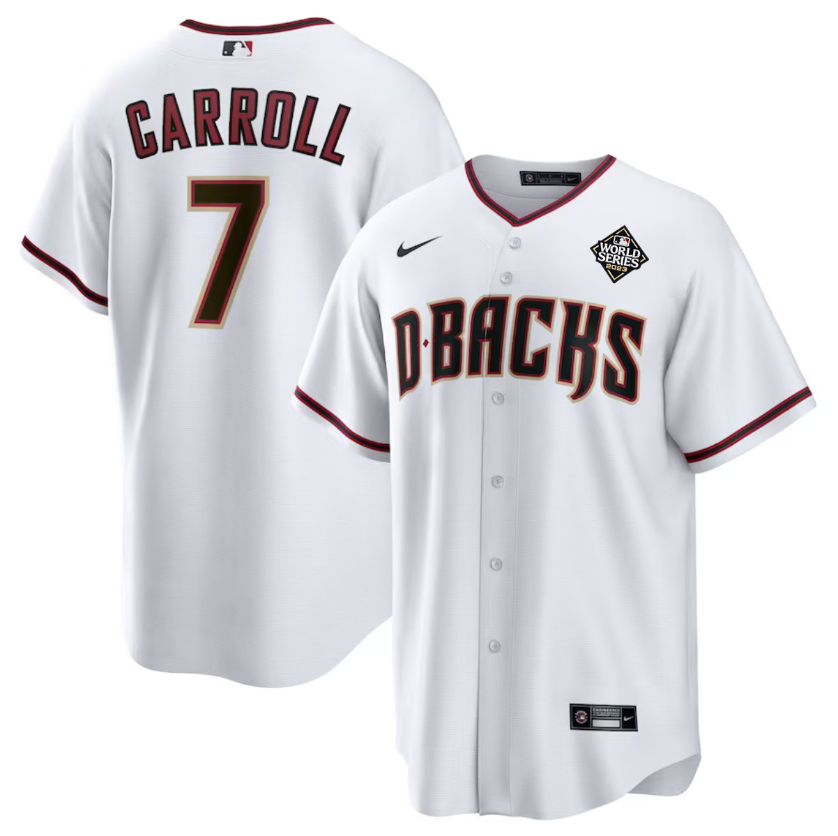 Corbin Carroll 7 Arizona Diamondbacks 2023 World Series White MLB Jersey Men's