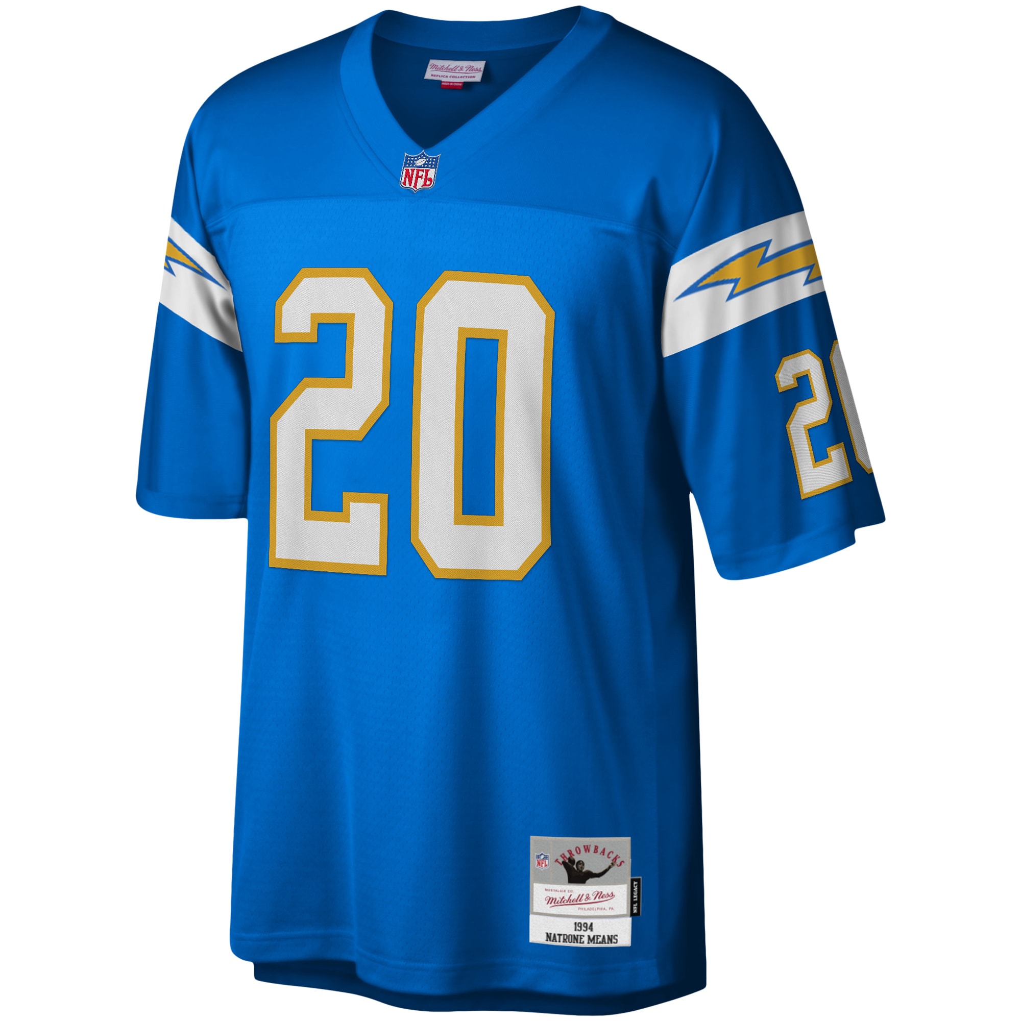 Los Angeles Chargers Natrone Means Mitchell Ness Powder Blue Legacy NFL Jersey Men's