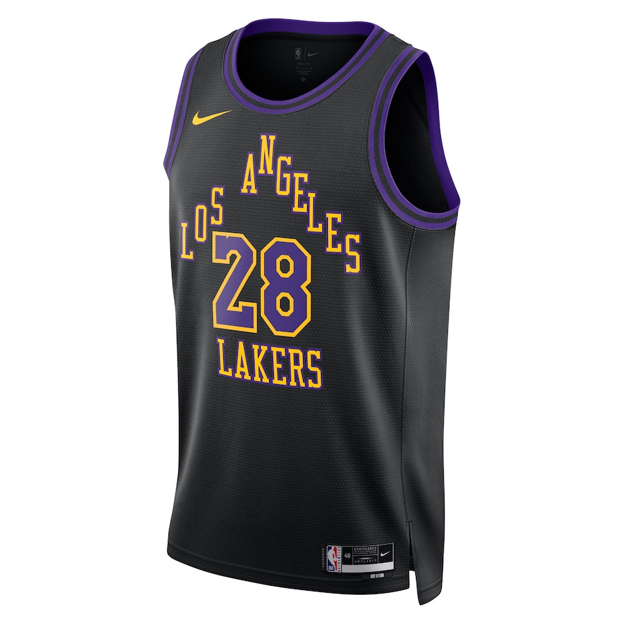 Rui Hachimura 28 Los Angeles Lakers 2023/24 City Edition Swingman Black NBA Jersey Men's