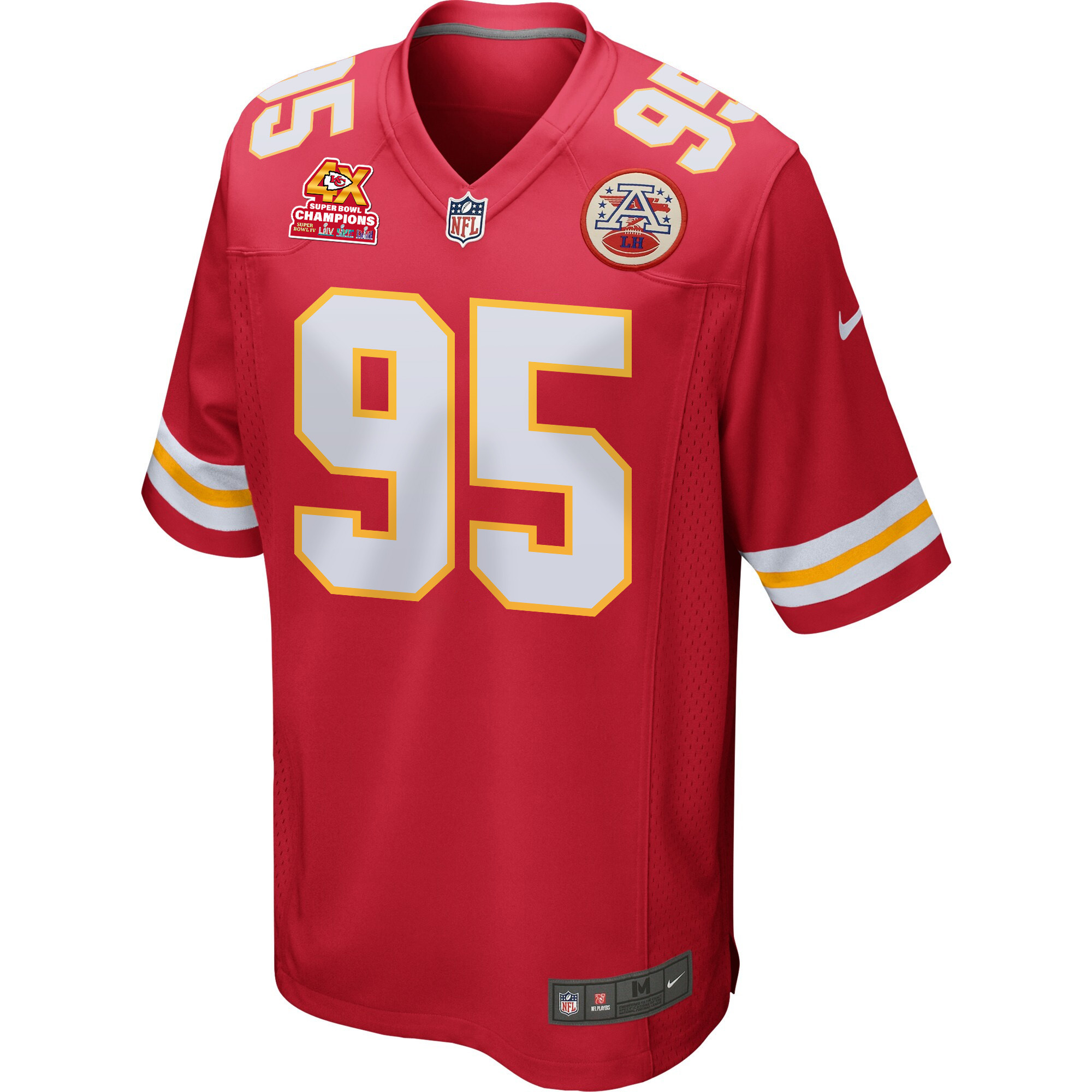 Chris Jones 95 Kansas City Chiefs Super Bowl LVIII Champions 4X Game Red NFL Jersey Men's