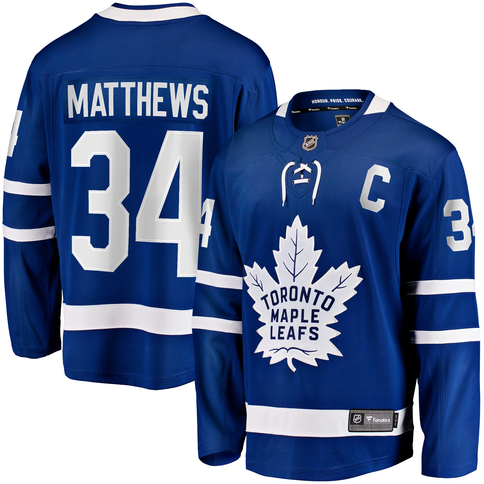 Toronto Maple Leafs Auston Matthews Blue Captain Patch Home Breakaway Player NHL Jersey Men's