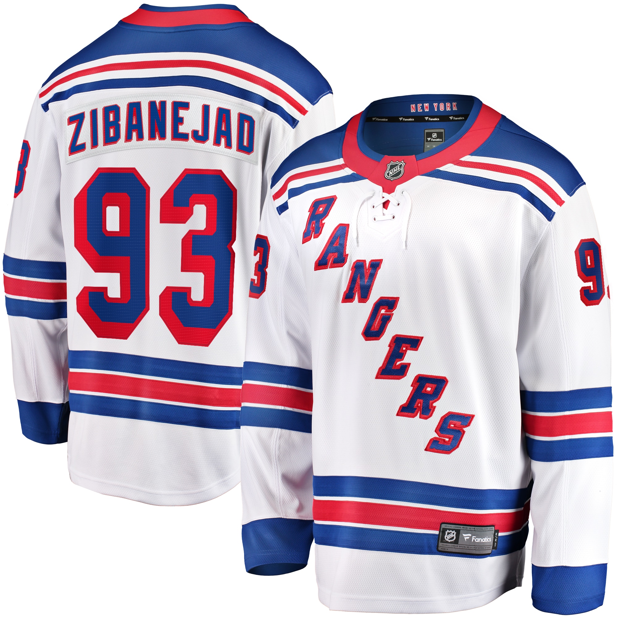 New York Rangers Mika Zibanejad White Away Premier Breakaway Player NHL Jersey Men's