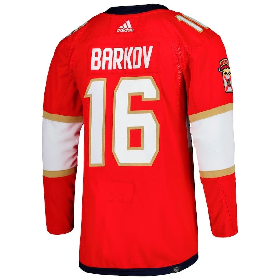 Aleksander Barkov 16 Florida Panthers 2023 Stanley Cup Final Home Primegreen Red NHL Jersey Men's