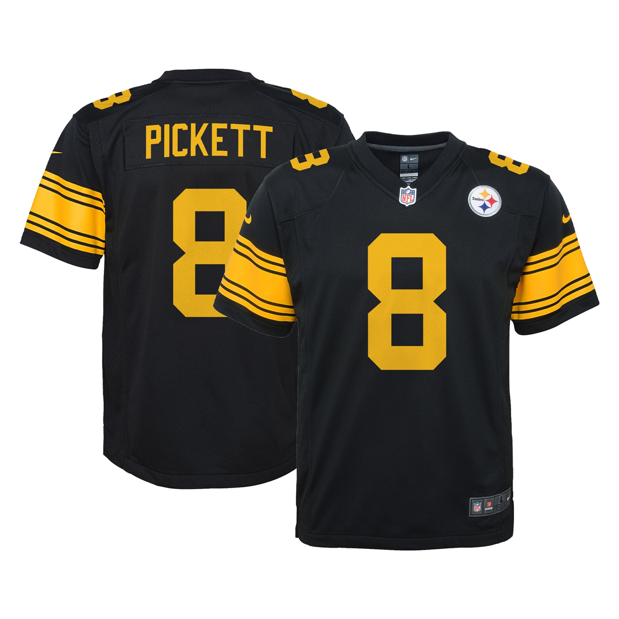 Pittsburgh Steelers Kenny Pickett Black Game NFL Jersey Youth