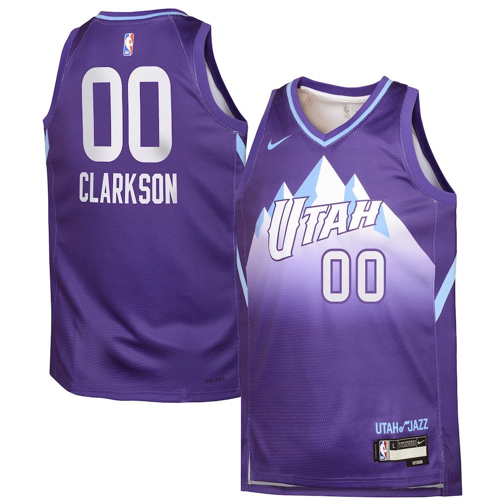 Jordan Clarkson 00 Utah Jazz 2024/25 Swingman Playe City Edition Purple NBA Jersey Youth