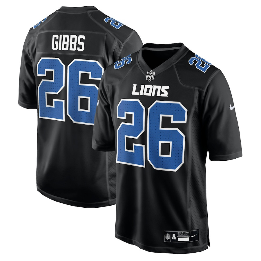 Jahmyr Gibbs 26 Detroit Lions Fashion Carbon Black NFL Jersey Men's