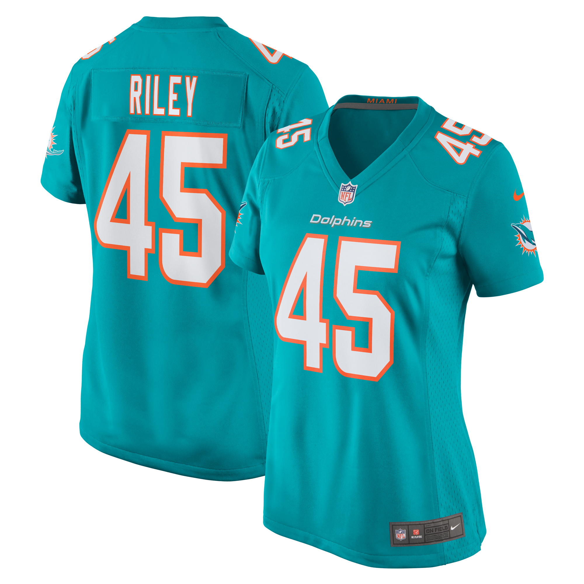 Miami Dolphins Duke Riley Aqua Game NFL Jersey Women's