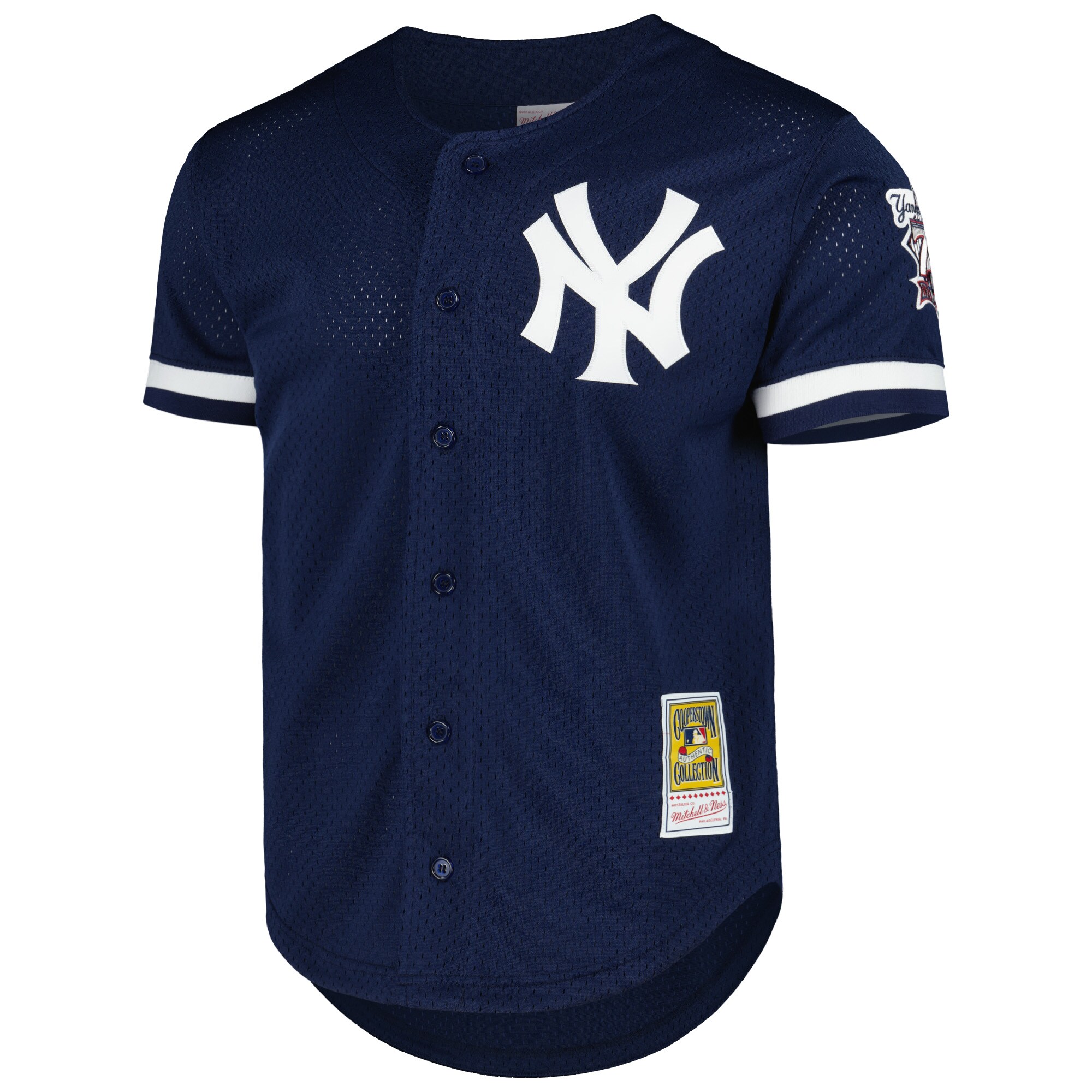 New York Yankees Mariano Rivera Mitchell Ness Navy Cooperstown Collection Mesh Batting Practice Button-Up MLB Jersey Men's
