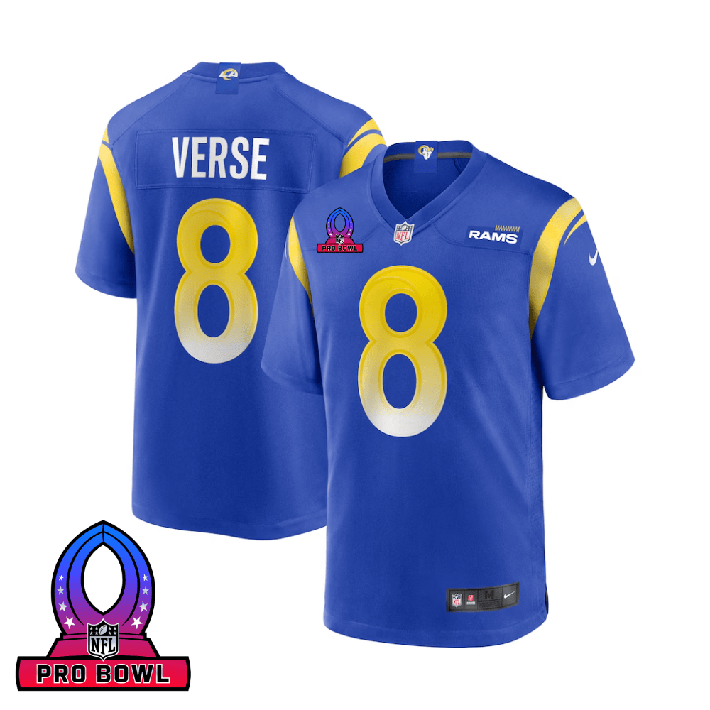 Jared Verse 8 Los Angeles Rams 2025 Pro Bowl Patch Game Royal NFL Jersey Men's
