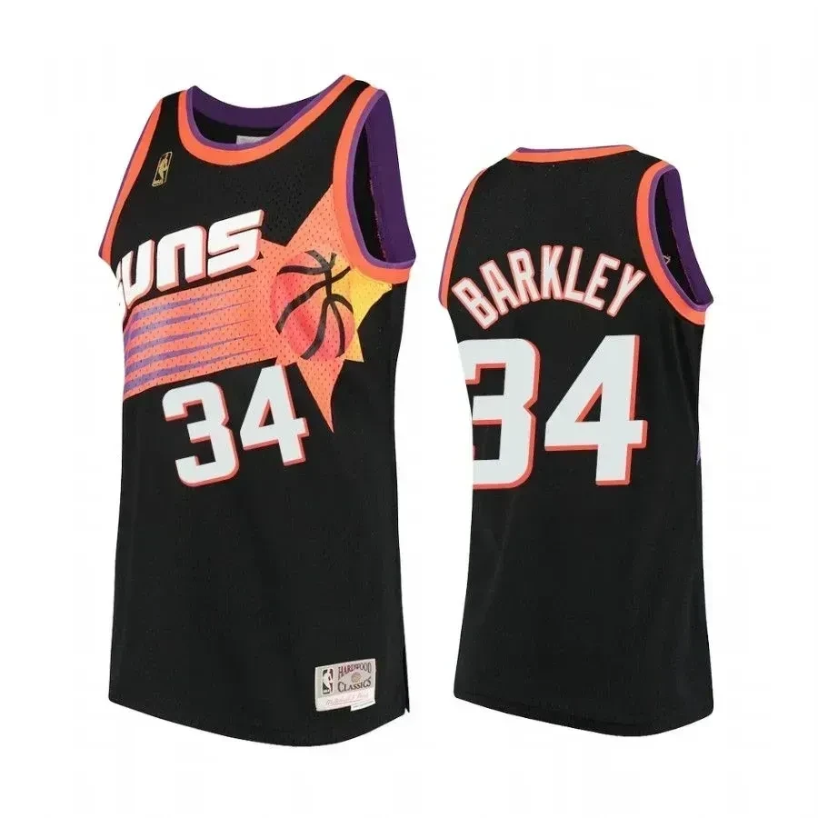 Charles Barkley 34 Phoenix Suns Hardwood Classics Black NBA Jersey Men's