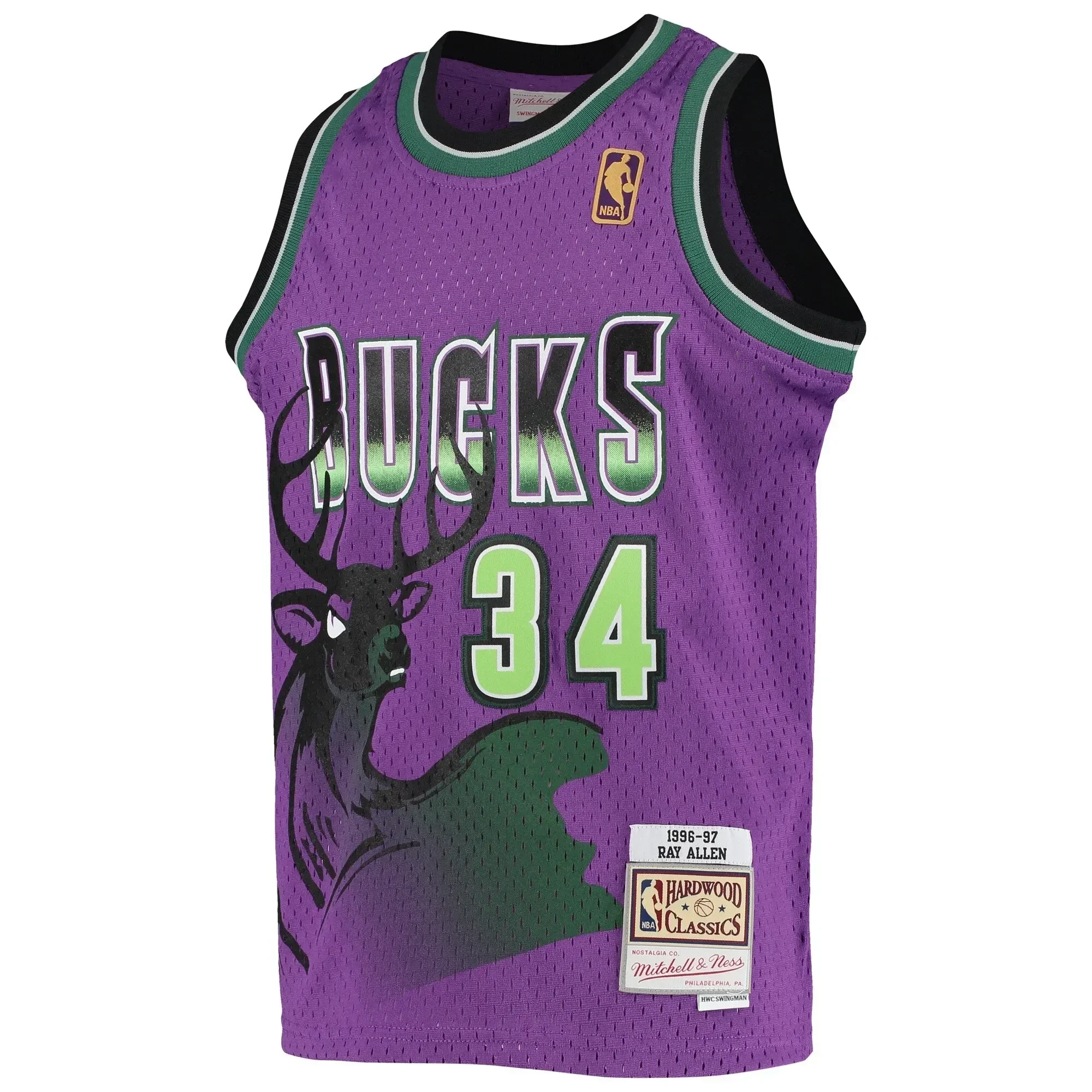 Ray Allen Milwaukee Bucks Mitchell Ness 1996-97 Hardwood Classics Reload ??Purple NBA Jersey Men's