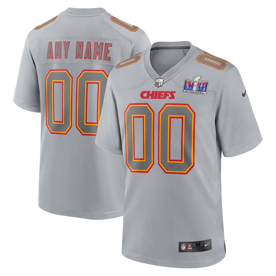Kansas City Chiefs Super Bowl LVIII Atmosphere Fashion Game Custom Gray NFL Jersey Men's