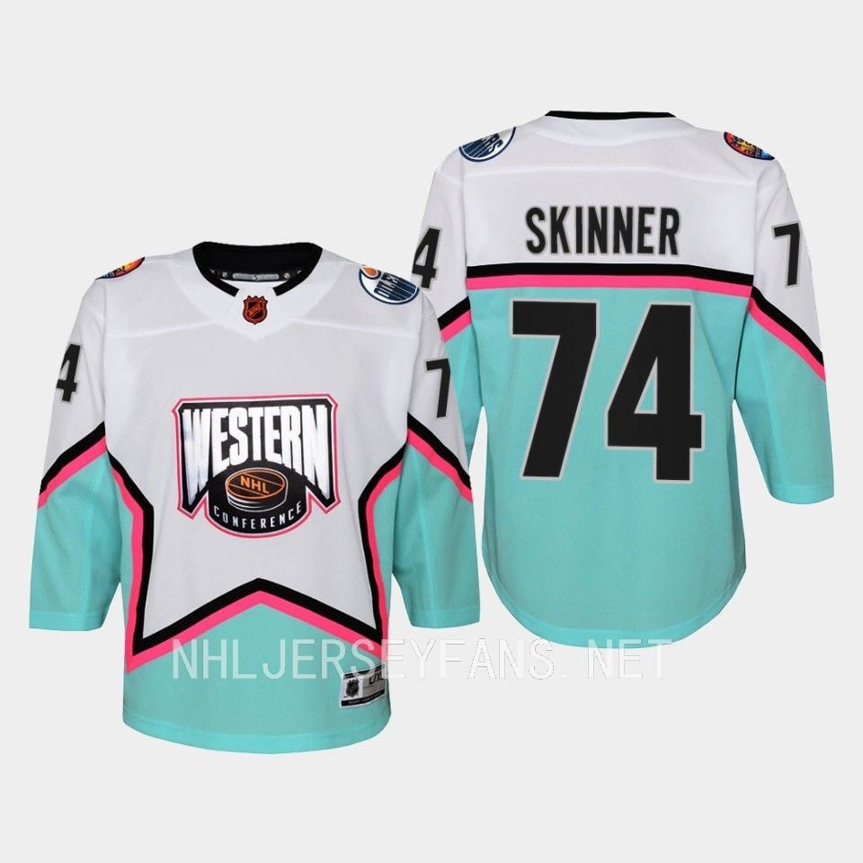 Stuart Skinner 74 Edmonton Oilers 2023 All Star Game White Equipment NHL Jersey Men's