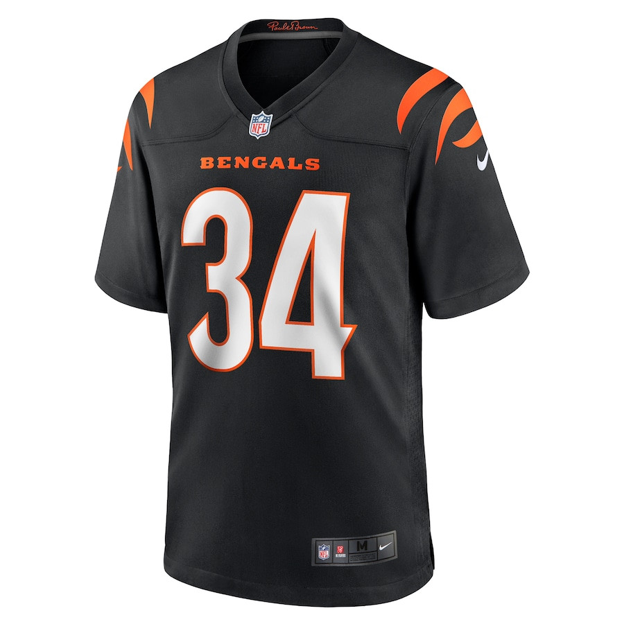 Khalil Herbert 34 Cincinnati Bengals Game Black NFL Jersey Men's