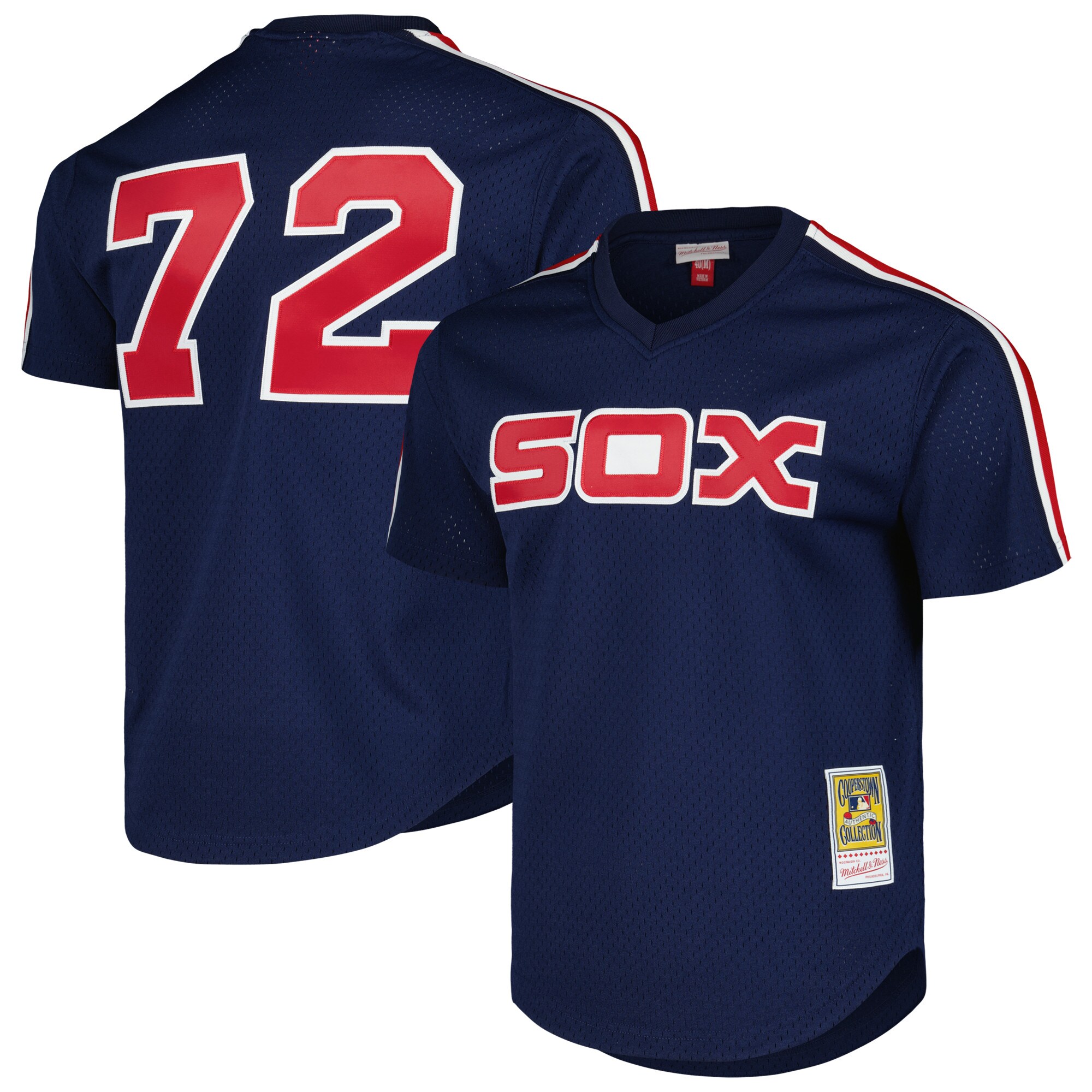 Chicago White Sox Carlton Fisk Mitchell Ness Navy 1983 Cooperstown Collection Mesh Batting Practice MLB Jersey Men's