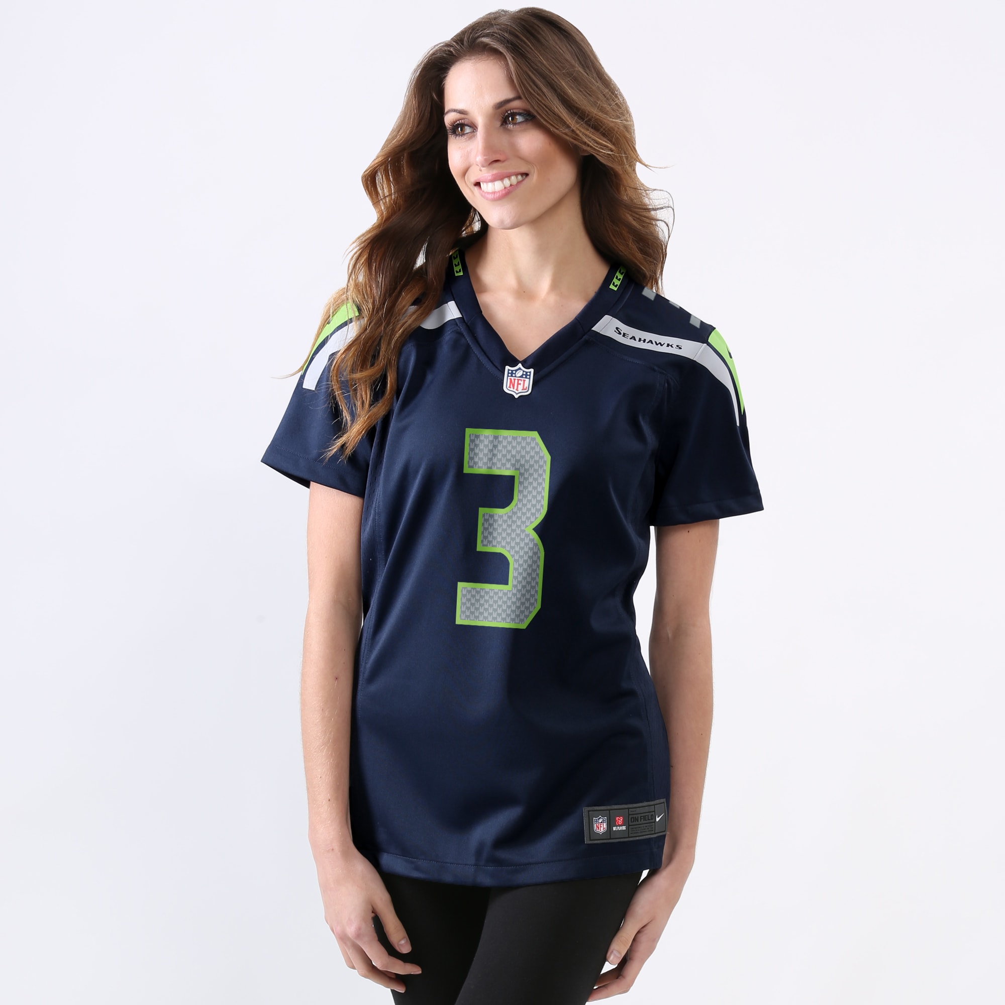 Seattle Seahawks Russell Wilson College Navy Game Player NFL Jersey Women's