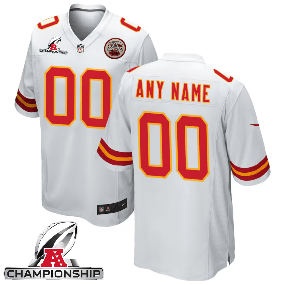 Kansas City Chiefs AFC Championship Patch Game Custom White NFL Jersey Men's