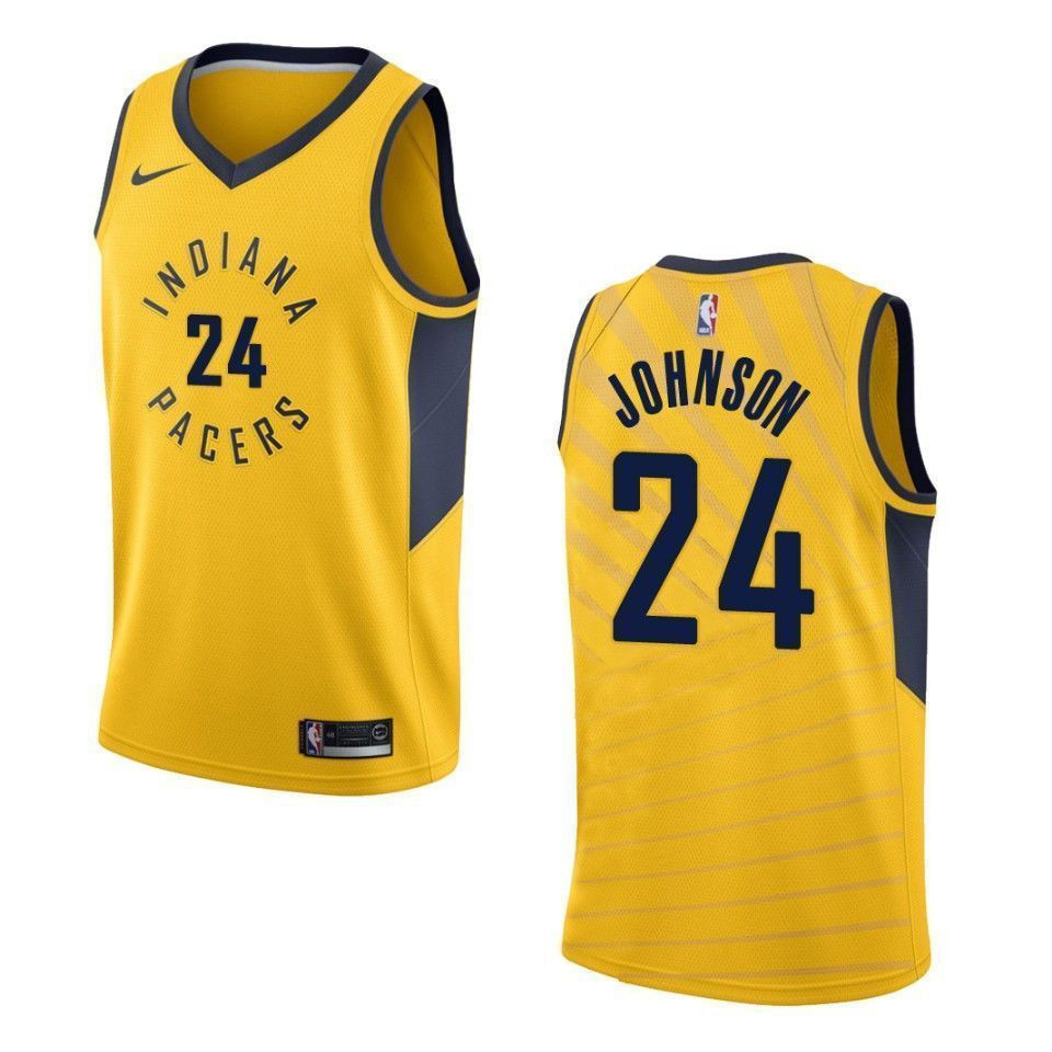Indiana Pacers 24 Alize Johnson Statement Swingman Gold NBA Jersey Men's