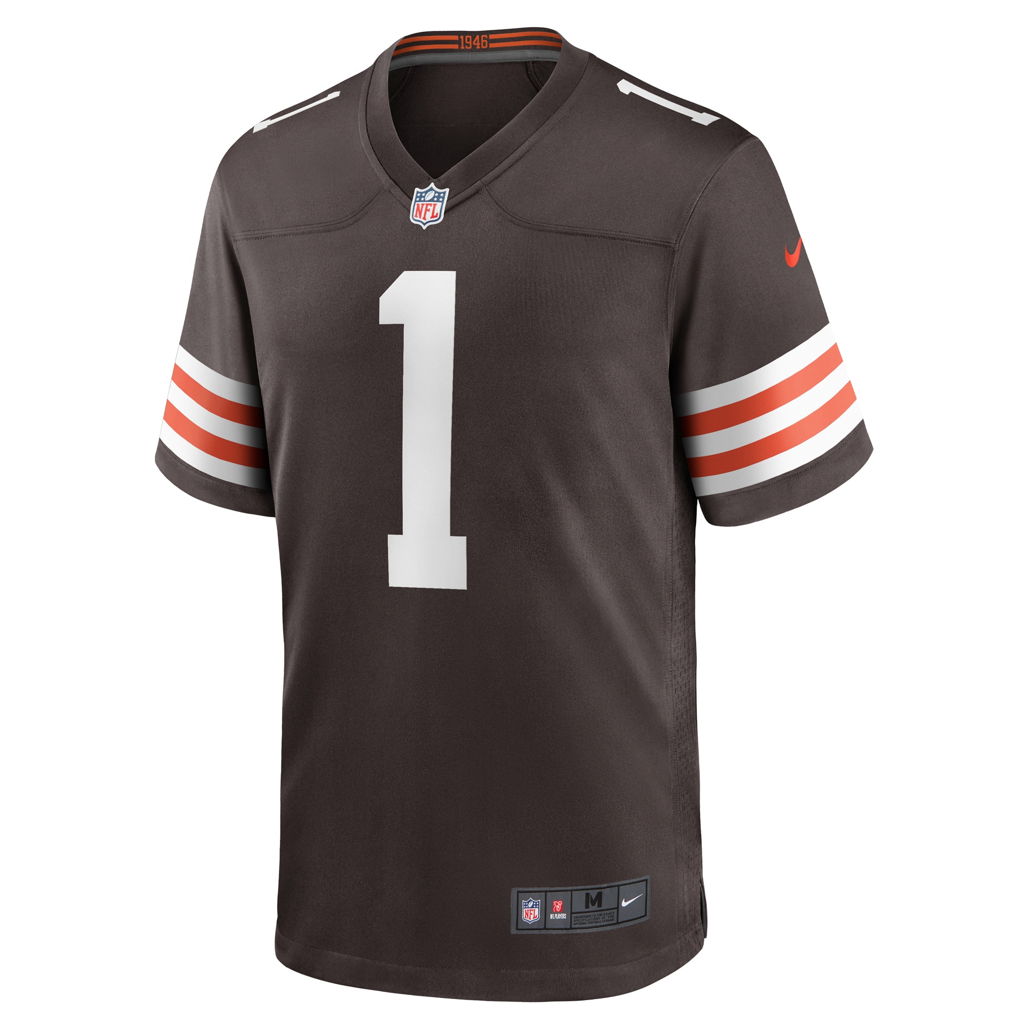 Cleveland Browns Number 1 Groom Brown Game NFL Jersey Men's