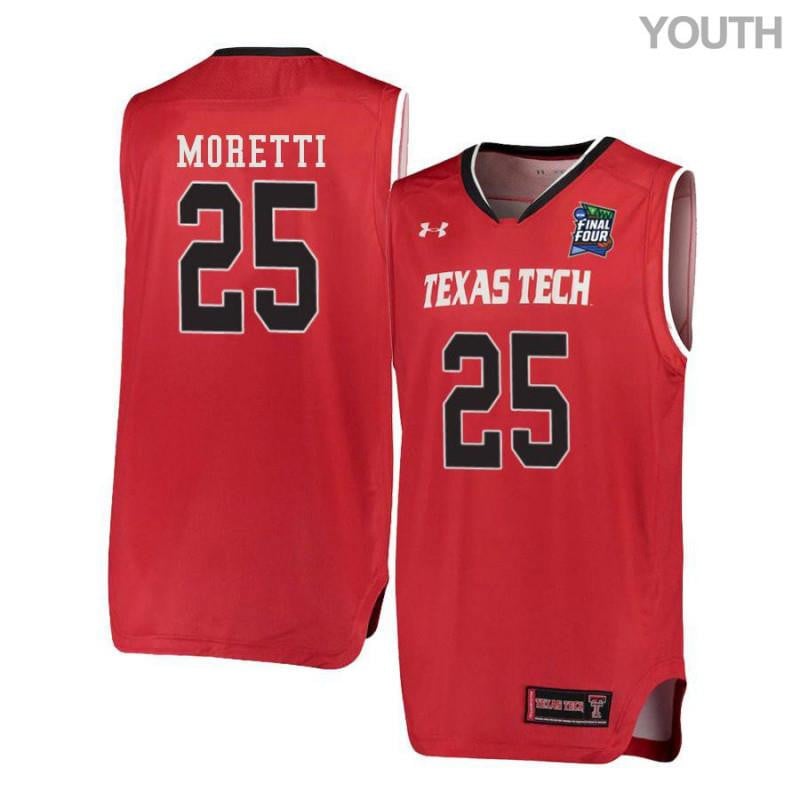 Under Armour 25 Davide Moretti Red Texas Tech Red Raiders NCAA Jersey Youth