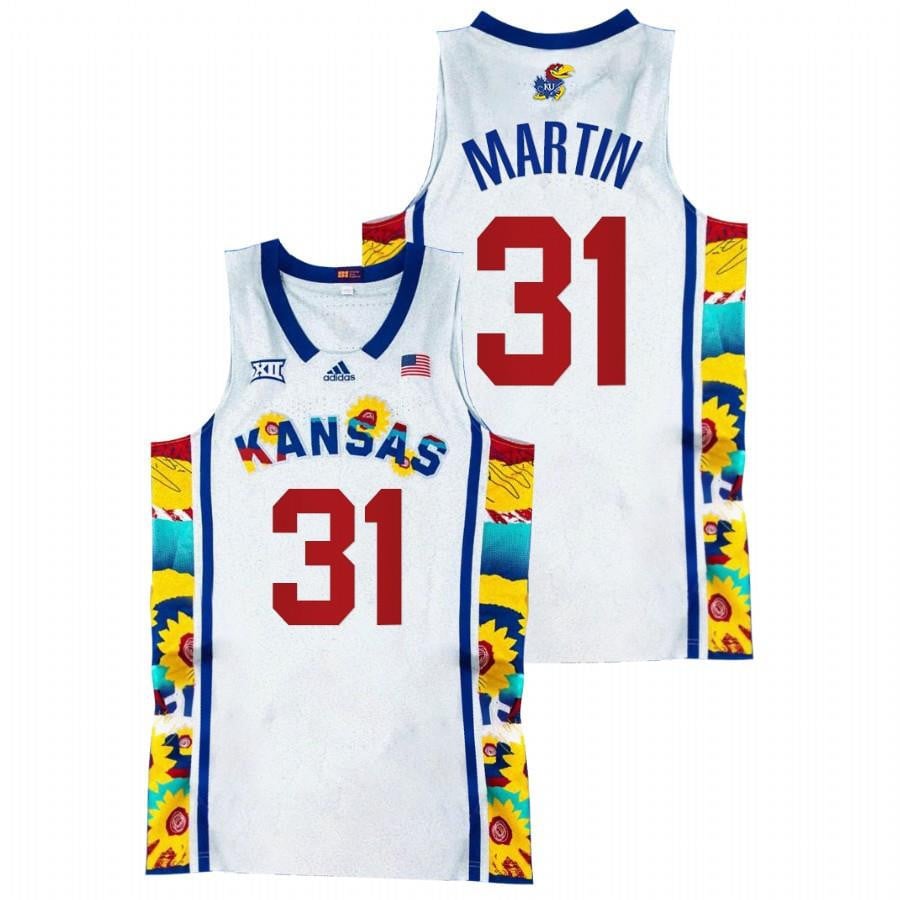 Kansas Jayhawks Cam Martin 31 202 White Sunflower Showdown NCAA Jersey Men's