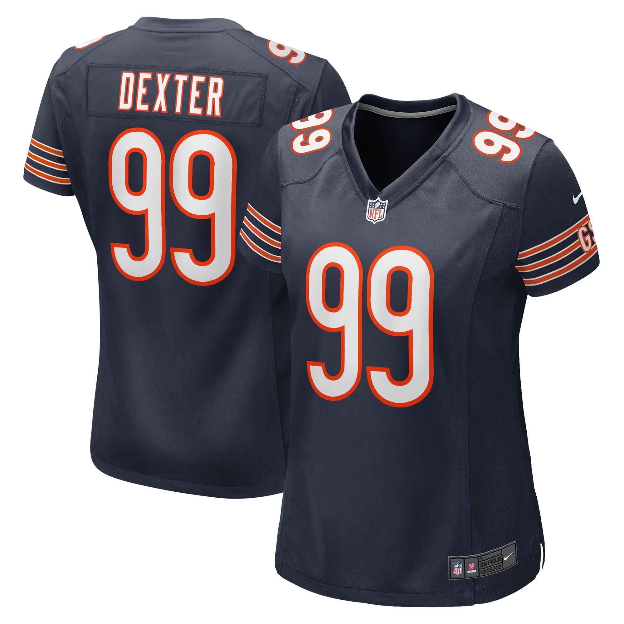 Chicago Bears Gervon Dexter Sr Navy Team Game NFL Jersey Women's