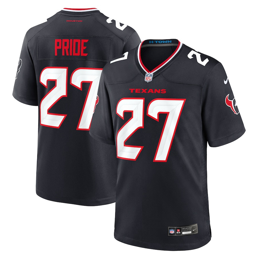 Troy Pride 27 Houston Texans Team Game Navy NFL Jersey Men's