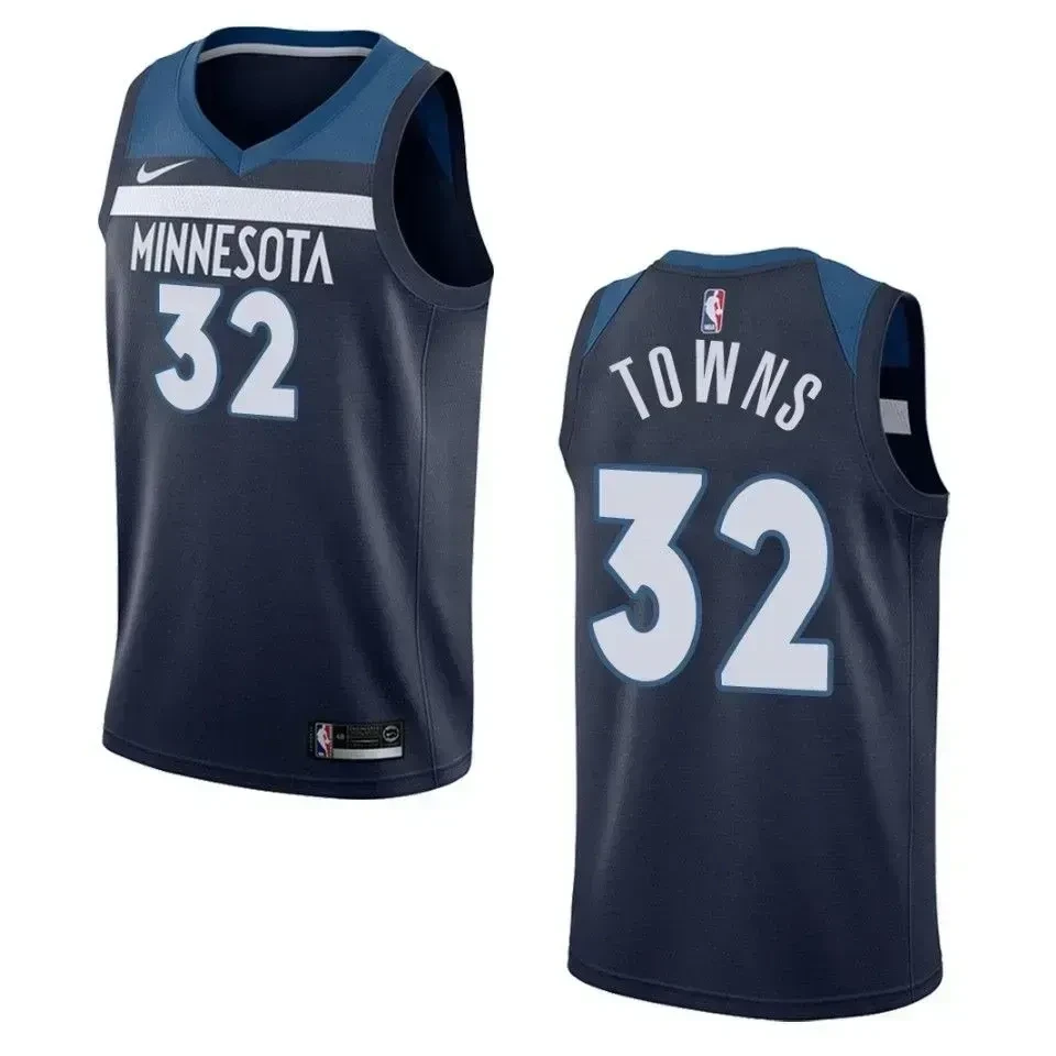 Minnesota Timberwolves 32 Karl-anthony Towns Icon Swingman Navy NBA Jersey Men's