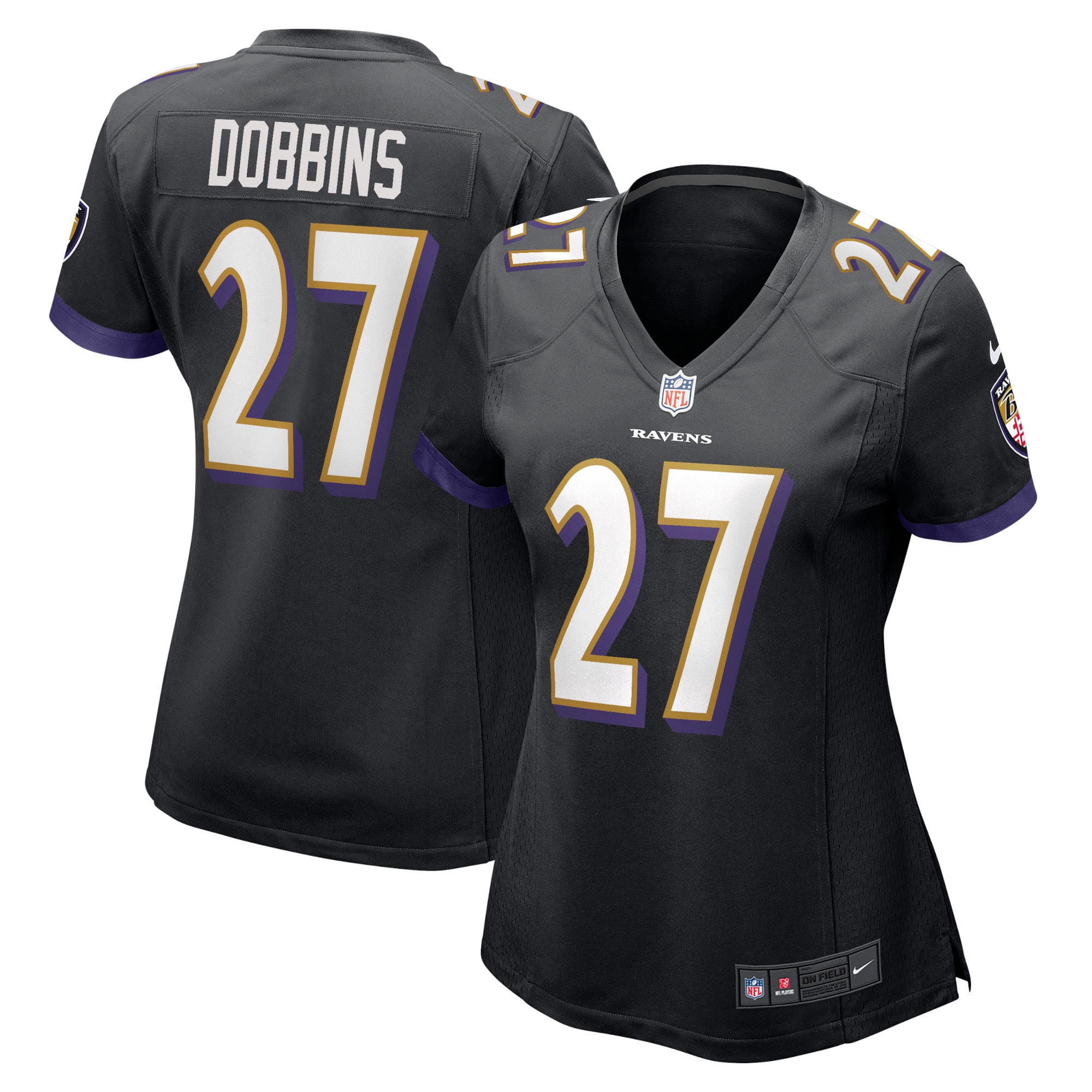 Baltimore Ravens J.K. Dobbins Black Game NFL Jersey Women's