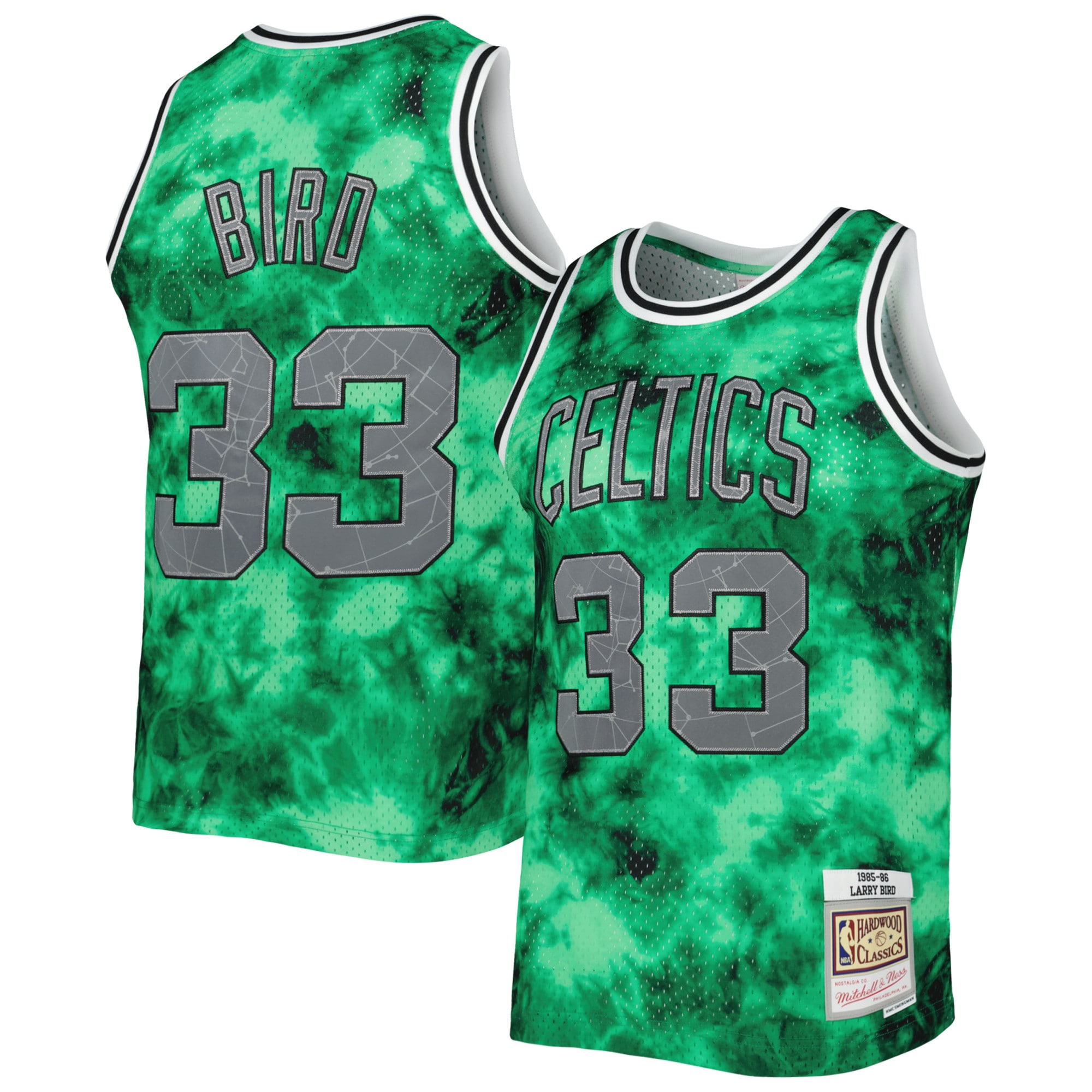 Mitchell Ness Larry Bird Kelly Green Boston Celtics 1985/86 Galaxy Swingman NBA Jersey Men's