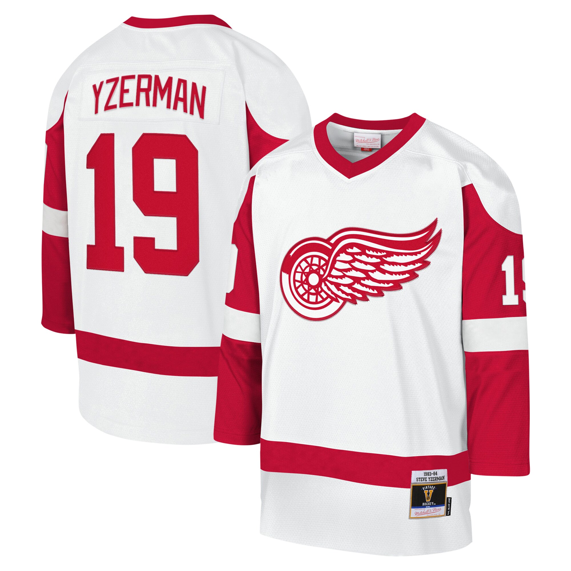 Detroit Red Wings Steve Yzerman Mitchell Ness White 1983-84 Blue Line Player NHL Jersey Youth